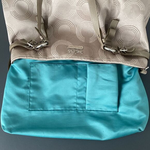 Coach Madison Sophia Satchel Op Art Champaign Bag tag and ling strap are missing - Picture 9 of 11